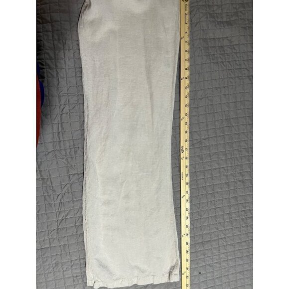 Max Jeans Linen Blend Pants Sz 12 Tan  Boho Lagenlook Beach Bohemian - Picture 7 of 12
